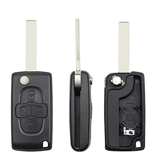 topone1 Remote Car key flip For peugeot 207 307 308 407 607 807 2/3/4 Buttons HU83/VA2 For Citroen C2 C3 C4 C5 C6 Car Key Shell (4 Button, Hu83 536)