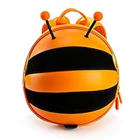 Kiddie Totes 3D Hard-shell Bumblebee Backpack w/ Safety Harness Leash for Toddlers/Kids, Orange, Mini