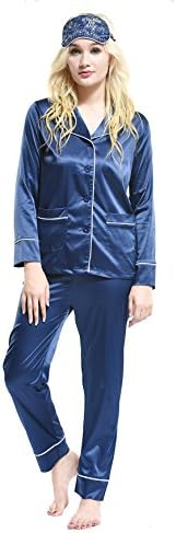 Women Pajamas Sets Ladies Nightgowns Sleepwear Tracksuits Nightwear (M, 16-81068 Blue)