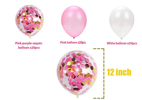 60Pcs Rose Gold and Gold Confetti Balloon Set 12Inch Pink Latex Party Balloons White Balloon for Wedding Birthday Graduation Celebration Valentine's Day Girls Party Decoration