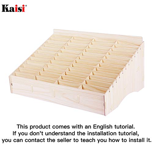 Kaisi 48 Grid Wooden Desktop Storage Box Mobile Phone Management Storage Box Creative Desktop Office Meeting Finishing Grid Multi Cell Phone Rack Display (48)