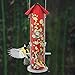 Kingsyard Metal Bird Feeders for Outdoors Hanging, 6-Ports Tube Bird Feeder, 14 inch, Durable & Weatherproof, Large Capacity for Attracting Wild Birds (Red)