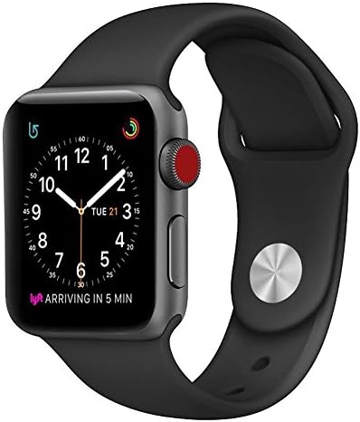Amberwin Sport Band for Apple Watch 42mm 38mm, Soft Silicone Strap Replacement iWatch Bands for Apple Watch Sport, Series 3, Series 2, Series 1 (Black, 38mm)