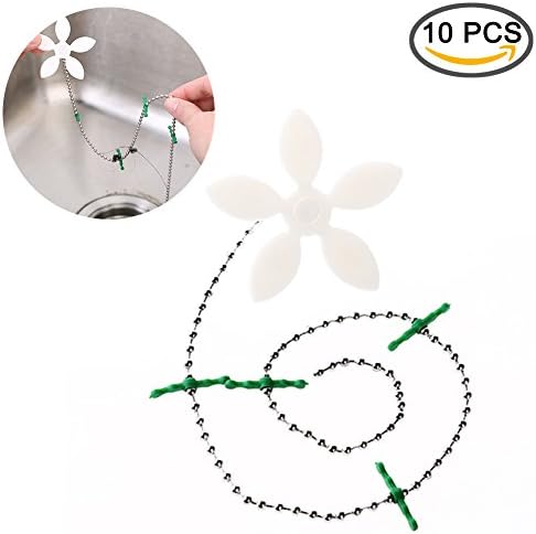 HKEcke Drain Hair Catcher - 10 Pack Disposable Flower Shower Garbage Cleaning Chain, Drain Clog Remover, Hook Slow Drain Relief Cleaner Tool for Drain Cleaning