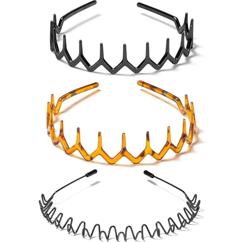 Photo 1 of **Pack of 2 **WantGor Metal Headbands for Women Men, Fashion Plastic Unisex Black Hairband Sports Headwear Hair Hoop Hair Accessories for Home, Outdoor