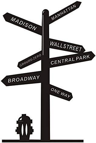 Wall Decal Vinyl Sticker Signpost US New York Broadway Wall Street Central Park Removable House Home Living Room Decor 42X63CM