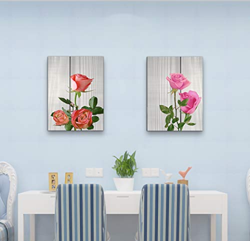 Canvas Rose Wall Art for Living Room Flower Decor Painting Multicolor Floral Pictures Print Artwork (12x16inch x 4pcs)