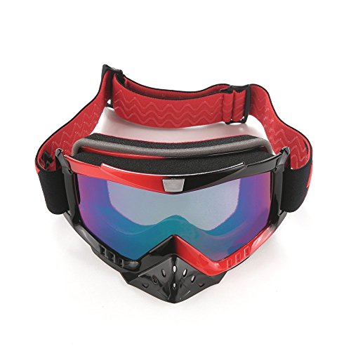 G4Free Adult Motorcycle ATV Dirt Bike Off Road Racing Safety Goggles Screen Filter for Motocross Riding Wind Skiing(Red-Black)