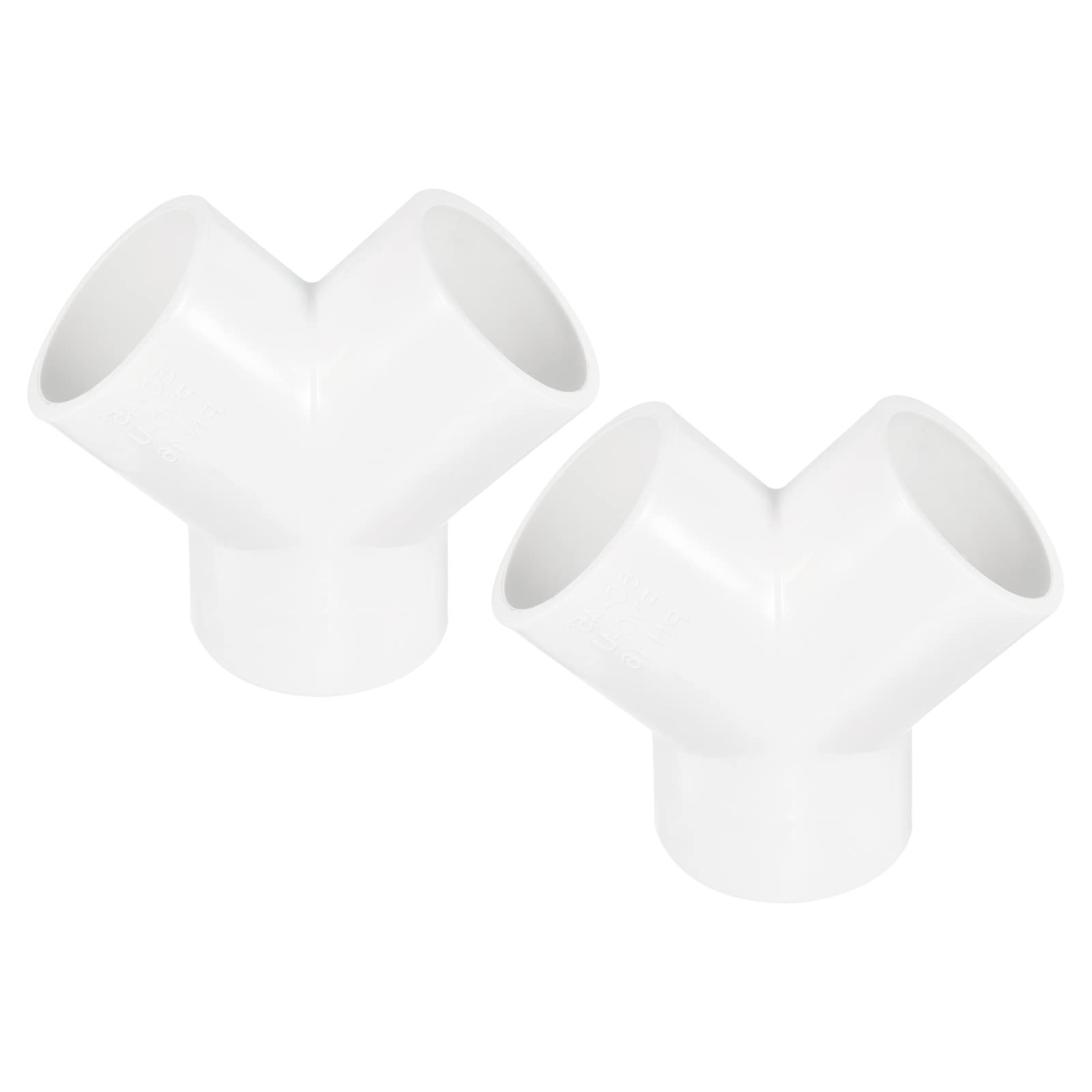 PATIKIL 50mm PVC Pipe Fittings, 2 Pack 3 Way Y Shape Water Tubing Joint Connectors Adapters Union for Garden Irrigation Home Aquarium