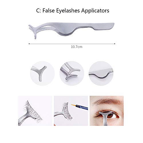 MissLytton Eyelash Extension Tweezers Kit, False Eyelash Applicator Tools, Stainless Steel Eyebrow Scissors Curved & Pointed Tip Tweezers Set for Applying Eyelids, Eyebrow, Ingrown Hair (Set of 7)