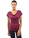 PattyBoutik Women Cowl Neck Short Sleeve Top (Dark Magenta Medium)