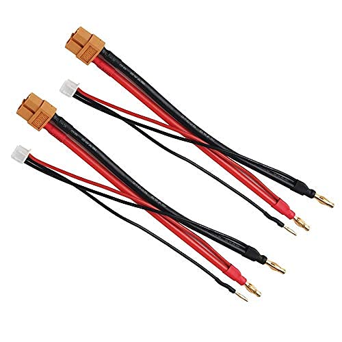 Yiqigou 2 pcs XT60 Female Plug Connector to 4MM Bullet Banana Connector Adapter Lead with 2S JST-XH Balance Plug