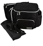 Knuddelstuff Stylish 'Winslow' SMALL Toddler Travel Designer Diaper Bag - Stroller Clips – Insulated Pocket – Nappy Changing Handbag, Black…