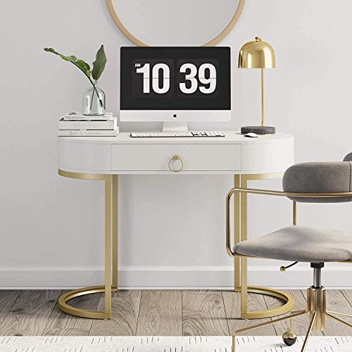 Nathan James Leighton Small Oval Glam Brass Accents, Vanity or Writing