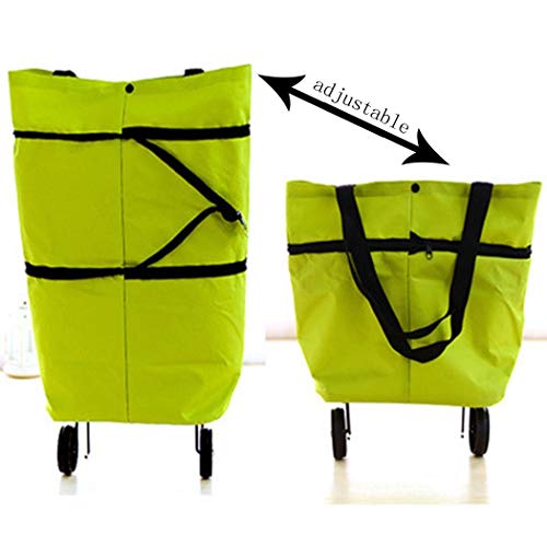 Kaimu Foldable Reusable Bag Rolling Wheel Shopping Cart Tote Handbag Reusable Grocery Bags - Thumbnail 5