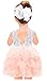 2Bunnies Girl Beaded Peony Lace Back A-Line Tiered Tutu Tulle Flower Girl Dress (Pink Sleeveless Short, 4T)