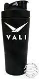 VALI Stainless Steel Shaker with Built-In Mixing Lid and Mixer Ball, 700ml (24 oz)