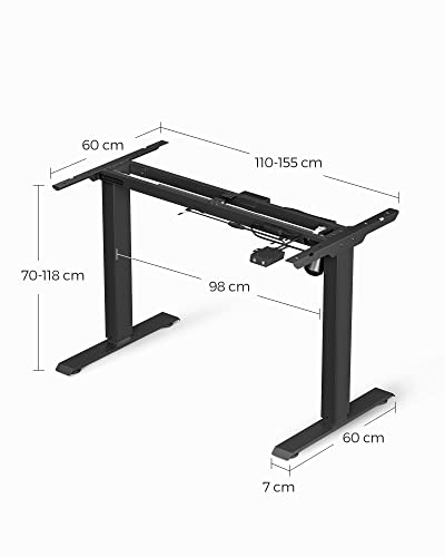 SONGMICS Tischgestell, höhenverstellbar, Schreibtischgestell, elektrischer Schreibtisch, Tischständer mit Motor, Länge verstellbar, Stahl, schwarz LSD010B01 thumbnail 2