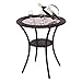 Giantex Round Rattan Wicker Outdoor Coffee Table Glass Top Steel Frame Patio Furniture W/Lower Shelf (Round)