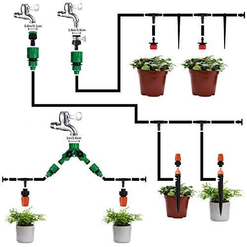 Homga Irrigation System Kit, 40M/130ft Drip Irrigation System, Drip Irrigation DIY Plant Garden Hose Watering Kit Garden Irrigation Micro Sprinkler Shrub Drip Kit Garden Irrigation for Landscape