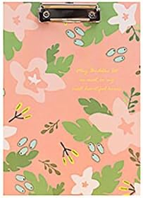 SUKEQ Flower A4 Clipboard, Standard Clip Hardboard, Folder Board Storage Document Paper Writing Pad School Supplies Gift (Pink)
