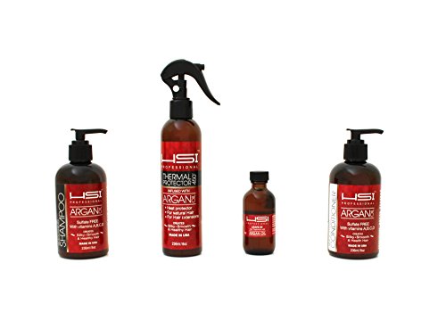 HSI Professional Wet Line Styling Set with Argan Oil Infused Smoothing Shampoo and Conditioner, Thermal Protector 450 and Argan Oil Leave-in Treatment