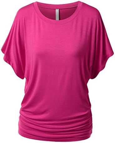 Womens Short Sleeve Dolman Drape Top Shirts (Plus
