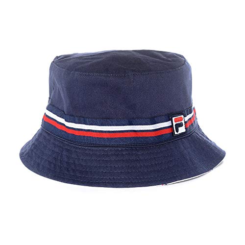 Fila Men's Heritage Basic Bucket Hat, Navy, White, L/XL