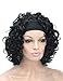 Kalyss 3/4 Half Wig Women's Short Full Curly Premium Synthetic Hair Wig with Black Headband (Black 1B)