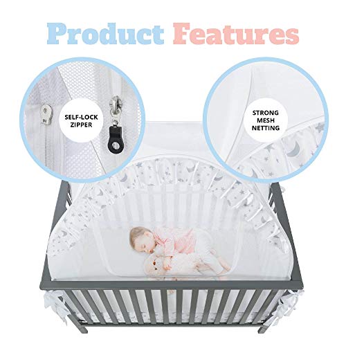 Pro-Baby-Safety-Pop-up-Crib-Tent-Premium-Baby-Bed-Canopy-Netting-Cover-See-Through-Mesh-Nursery-Mosquito-Net-Stylish-and-Sturdy-Unisex-Infant-Crib-Tent-Net-Protect-Your-Baby-from-Falls-or-Bites