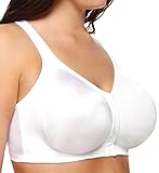 Just My Size Women's Super Sleek Front Close Wire Free Bra, White, 46DDD
