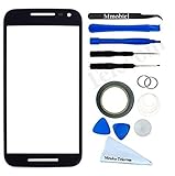 Front Glass for Motorola Moto X 2nd Gen Black Display Touchscreen incl 12 pcs Tool Kit /Pre-cut Sticker / Tweezers/ Roll of Adhesive Tape /Suction Cup / Metal Wire / cleaning cloth MMOBIEL