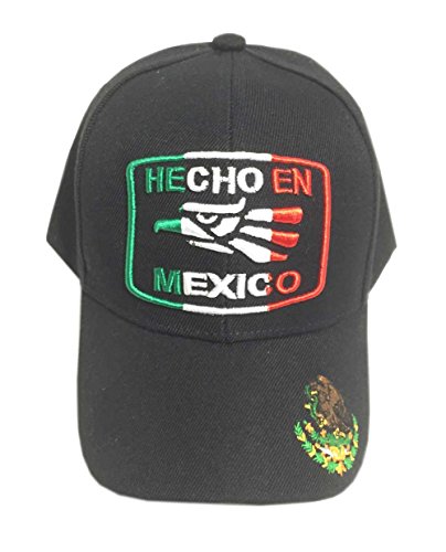 Aesthetinc Mexico Flag Hecho En Logo Baseball Cap Hat Embroidery Design (Black)