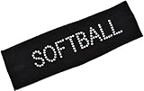 SOFTBALL Headband Funny Girl Designs Rhinestone Cotton Stretch Headband for Girls, Teens and Adults Great Team Gift!