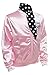 50S Grease T-Bird Danny Pink Ladies Satin Jacket Costume with Polka Dot Scarf for Girls (10, Pink)