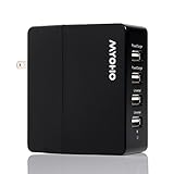 MYOHO 7.2 A 36 W Four Port (4 - Port) Universal High Speed USB Wall Charger for smart sensing, rapid charging of 4 mobile devices at combined 7.2 Amps (2 ports at 2.4 A, 2 ports at 1.2 A); intelligent detection circuit; fastest, efficient, stylish, light weight, compact, portable with LED and foldable prongs for iPhone 6S Plus, iPhone 6S, iPhone 6, iPhone 6Plus, iPhone 5s, iPhone 5c, iPhone 5, iPhone 4s, iPhone 4; iPad 5, iPad Air 2, iPad Air, iPad Mini; iPod Touch, Nano; Samsung Galaxy S5, S4, S3, S2, Galaxy Note 3, Note 2; LG G2; Nexus 5, 7, 10; Motorola Droid, Razr, Maxx; Blackberry; Nook; Nokia Lumia 2520; HTC One M8 X V S; other apple, android, windows smartphones, tablets, Bluetooth speakers & headsets, all USB powered devices; black with 1 year warranty.
