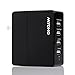 MYOHO 7.2 A 36 W Four Port (4 - Port) Universal High Speed USB Wall Charger for smart sensing, rapid charging of 4 mobile devices at combined 7.2 Amps (2 ports at 2.4 A, 2 ports at 1.2 A); intelligent detection circuit; fastest, efficient, stylish, light weight, compact, portable with LED and foldable prongs for iPhone 6S Plus, iPhone 6S, iPhone 6, iPhone 6Plus, iPhone 5s, iPhone 5c, iPhone 5, iPhone 4s, iPhone 4; iPad 5, iPad Air 2, iPad Air, iPad Mini; iPod Touch, Nano; Samsung Galaxy S5, S4, S3, S2, Galaxy Note 3, Note 2; LG G2; Nexus 5, 7, 10; Motorola Droid, Razr, Maxx; Blackberry; Nook; Nokia Lumia 2520; HTC One M8 X V S; other apple, android, windows smartphones, tablets, Bluetooth speakers & headsets, all USB powered devices; black with 1 year warranty.