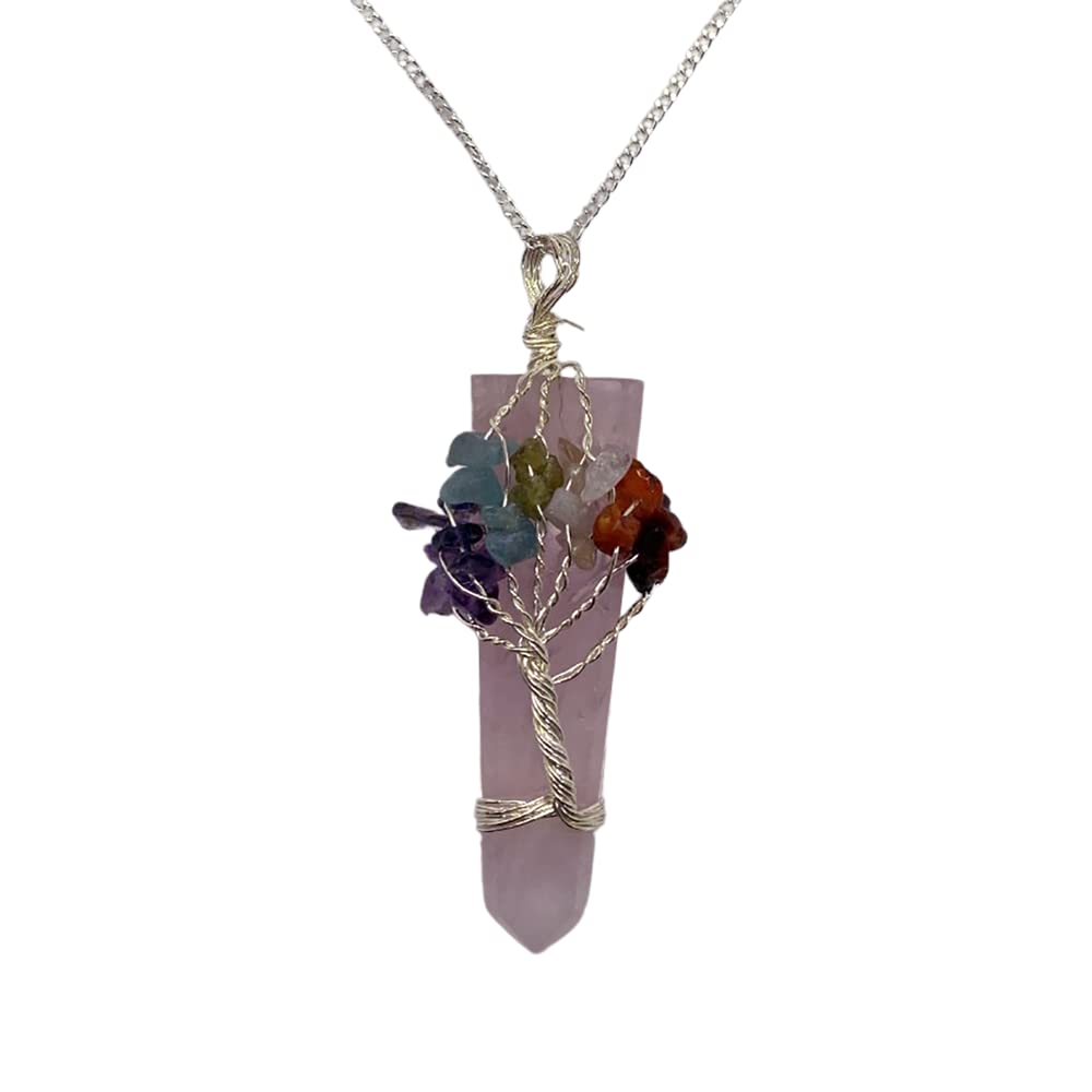 VIE Naturals Tree of Life 7 Chakra Pendant, Rose Quartz — image 1