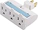 GE 3 Outlet Swivel Power Tap with Night Light, Wall Outlet Adapter, 3 Prong Grounded Plug, UL Listed, White, 14442
