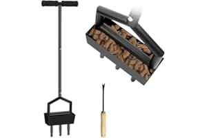 CLUDPARK Lawn Aerator Coring Tool,Manual Core Aerator Lawn Tool with Soil Core Storage Tray,Grass Aerator with 3 Core Tines Plug,Yard Plug Aerator Gardening Tool with Cleaning Tool for Lawn Care,Compacted Soil