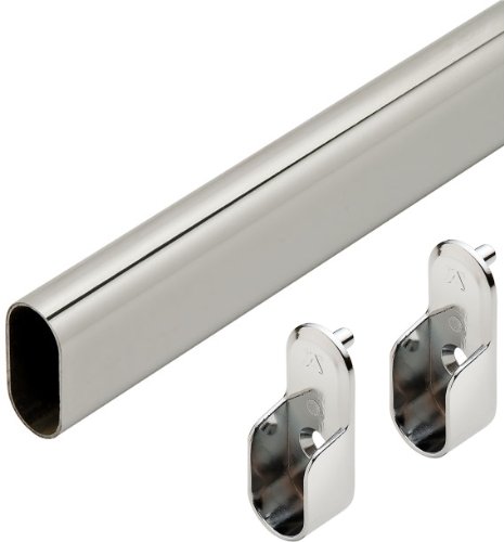 48 polished chrome closet rod w/ end supports
