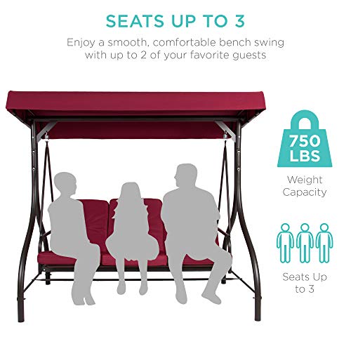 Best Choice Products 3Seat Outdoor Large Converting Canopy Swing