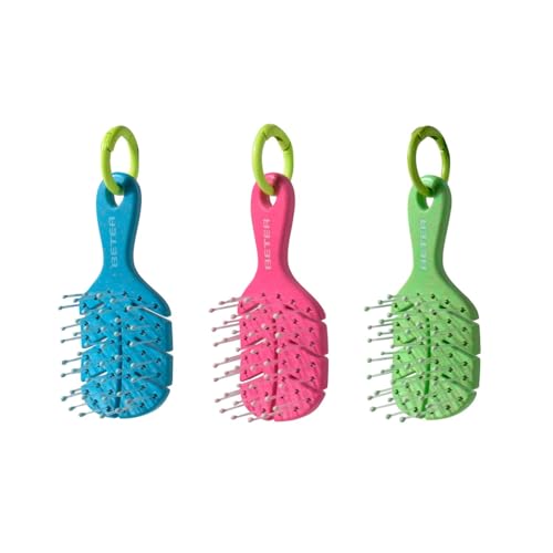 - Pack 3 Charm Cepillo Natural Fiber, Edición Especial Genius Tribe formato Llavero XSS con arandela para colgarlo en bolso, mochila o pantalón, Fabricado con materiales naturales, colores vivos