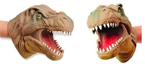 Novelty Treasures THRILLING T-Rex Dinosaur Hand Puppet (2 Pack) Stretchy SOFT Dino Party Creature