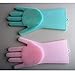 LIVINGENIE 13 Magic SakSak Silicone Brush Scrubber Gloves Heat Resistant, for Dish wash, Cleaning, Pet Hair Care (Mint)