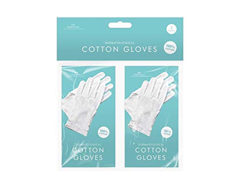 Play-tec White Cotton Gloves (2 Pack) 17cm x 9cm x 1.5cm - Comfortable Hand Protection & Stylish Design, Ideal for Skin Therapy & Overnight Cream Absorption