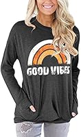 ONLYSHE Womens Crewneck Sweatshirt Casual Loose Fitting Tops Long Sleeve T Shirt