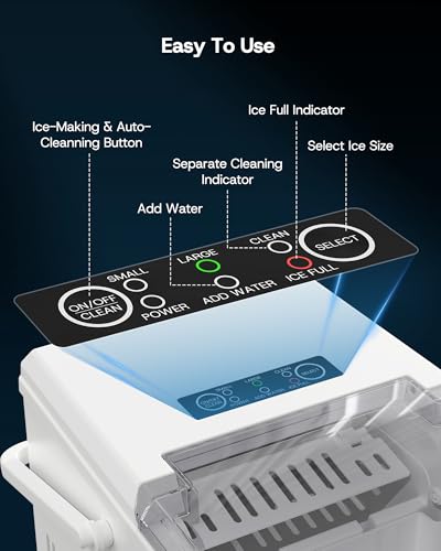 Upstreman Ice Maker, Portable Countertop Ice Making Machine with Self-Cleaning - 9 Bullet Ice in 6 Mins, 12kg/24h, Necessity for Home Kitchen Party & Outdoor, BI12 (White)