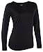 Terramar Women's Thermasilk Pointelle Scoop (Black, Small)