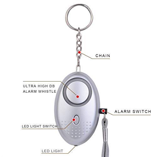 TOROTON Emergency Personal Alarm, 2 Pack 130 db Portable Safety & Security Alarm Keychain with LED Flashlight Safety Alarm for Women, Kids, Girls, Self Defense Electronic Device - Silver